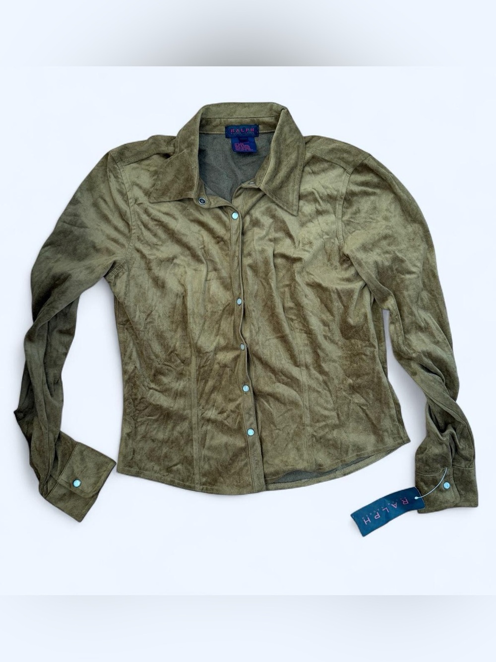 Ralph Lauren brown Green Suede-Feel Button Down Shirt